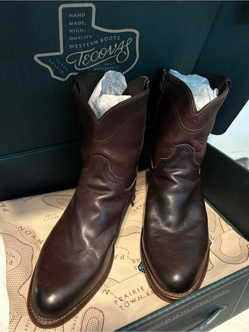 TECOVAS The Dean Men’s Estambul Dark Mocha Brown Leather Western Cowboy Boots 14